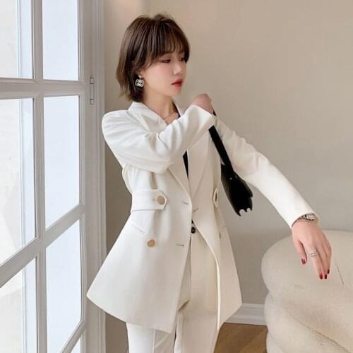 2021 New Autumn Blazer Jacket Womens Small Suit Long Sleeve Female Jacket Casual Double Breasted Blazer Windbreaker Outerwear