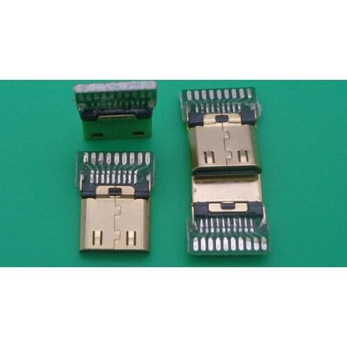 5pcs DIY Mini Type C Welding Type Male Jack Plug 19 Pin PCB HDMI-compatible Connector 19+1 Gold-plated Plugs