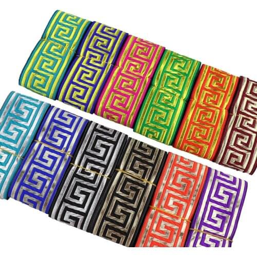 7Meters 50MM Jacquard Ribbon Ethnic Embroidery Lace Trim Ribbon Vintage Boho Lace Trim Clothes Accessories Embroidered Fabric