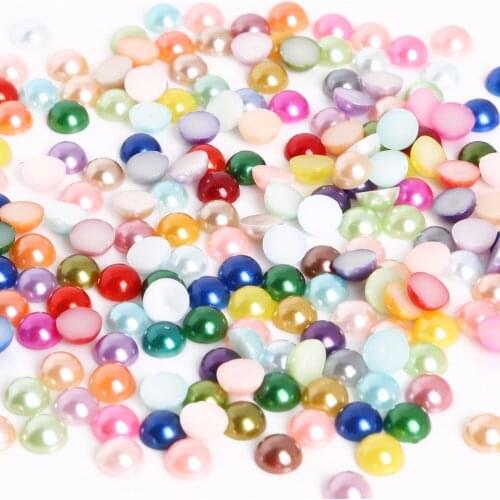 8mm Approx 200pcs Flatback Half Round Plastic Beads ABS Imitation Pearl Beads For Jewelry Making Craft Scrapbook Decoration DIY