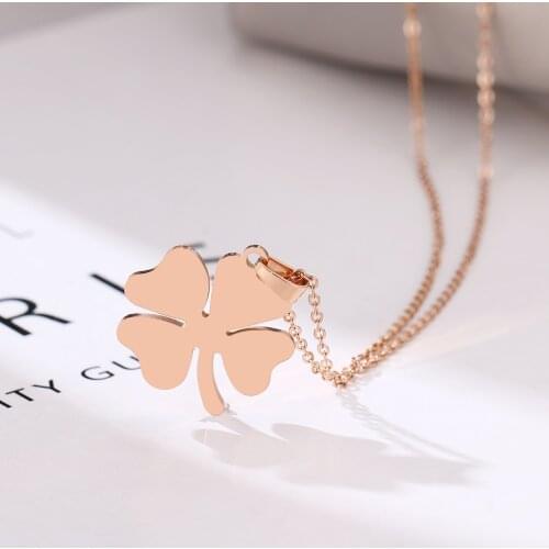 DOTIFI 316L Stainless Steel Clover Necklace Rose Gold Colors Bijoux Collier Elegant Women Jewelry Party Gifts Wholesale