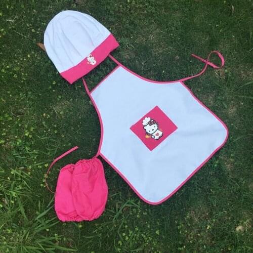 Kitty apron set for children chef cosplay clothes for kids cooking clothing cooker clothes funny apron for drawing