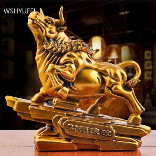 Feng Shui Lucky Money Cattle Resin Ornaments Housewarming Gifts Home Wine cabinet Desktop Handmade Boutique Sculpture Crafts