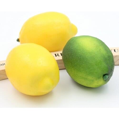 4PCS 9.5CM Artificial Simulation fruit Lemon Kindergarten Garden Family Kitchen Decoration Handwork DIY Fruit Green and Yellow