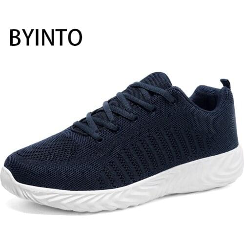 Big Size 39-48 Autumn Men Tennis Sport Shoes Light Breathable Fly Weaving Sneakers Blue Soft Shock Male Trainers Tenis Masculino