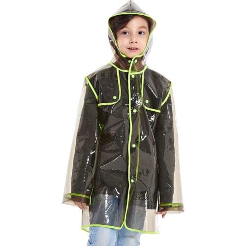 Yuding Fashion Transparent Raincoat Touring Hooded Rain Coat Rainwear Boys Girls Student Raincoat for Children 105-180cm