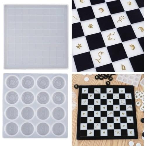DIY Chess Set Checker Game Board Resin Casting Mold International Checkers Toy Silicone Mould Epoxy Resin Craft