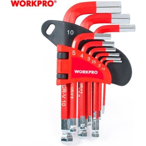 WORKPRO 9PCS Short Arm Ball Point Hex Key Set Wrenches Allen Key Spanner for Bicycle Bike Repair Tool Set