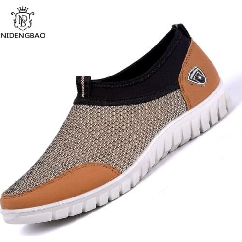 NEW Summer Mesh Shoes Sneakers For Men Breathable Mens Casual Shoes Slip-On Loafers Outdoor Man Walking Shoes Big Size 38-48