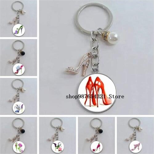 New high heels keychain rhinestone crystal wallet car keychain bag decoration alloy keychain