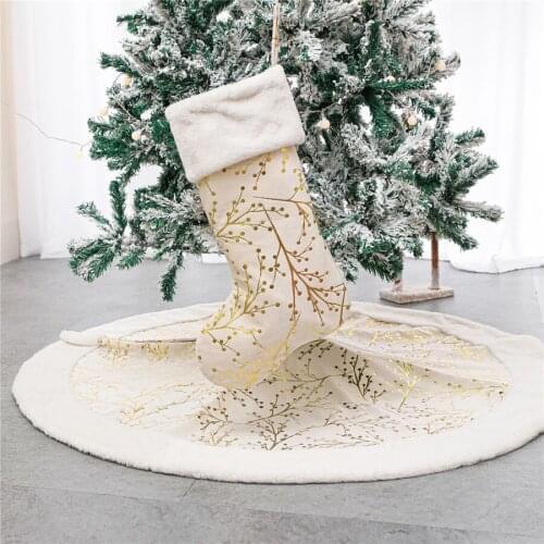 New Year Decor 2022 Christmas Stocking Gold Sequin Sack Xmas Gift Candy Bag Noel Natal Navidad Sock Christmas Tree Skirt Decor