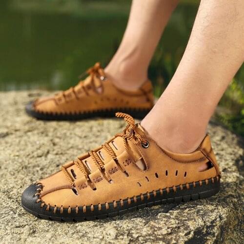 New Casual Men Soft Sandals Comfortable Men Summer Leather Sandals Men Roman Summer Outside home Beach Sandals Big Size 38-48