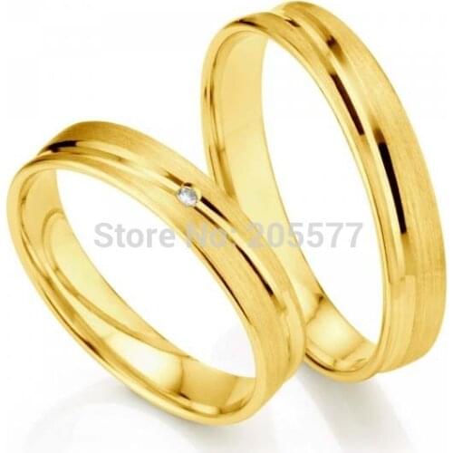 Pure surgical titanium stainless steel handmade wedding bands gift with Gold plating layer promise couple rings