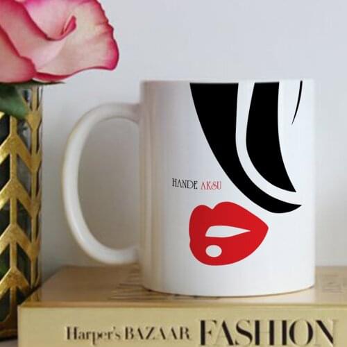 Personalized Women 'S Silhouette Design White Mug Cup-4