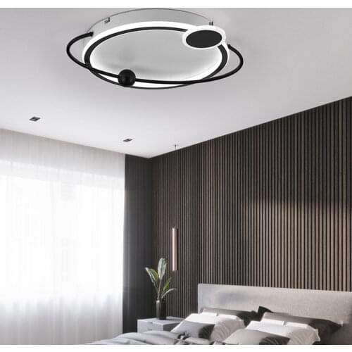 Nordic modern contracted bedroom small living room creative personality light luxury room study golden round LED ceiling lamp