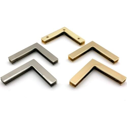 Design Two Color Gold & Nickel 40MM Straight Metal Protective Corner Bag Clips Zinc Alloy For Handbag