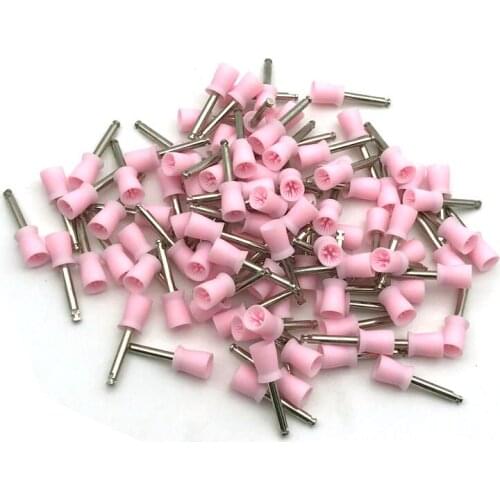 100pcs/box Pink Dental Rubber Cup Tooth Polish Polishing Brush Polisher Prophy Rubber Cup Dentist Tool