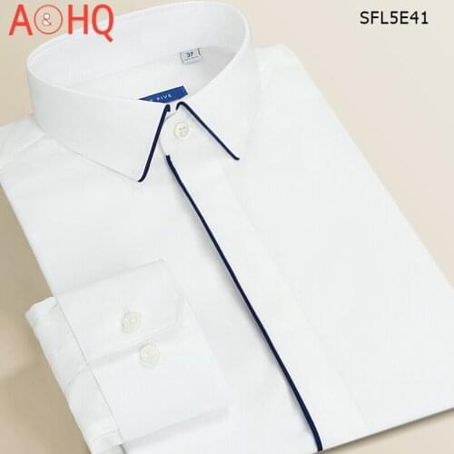 Smart five Patchwork White Dress Shirts Men Formal Business Long Sleeve 2021 100% Cotton Slim Fit Mens Shirts Big Size 45 46