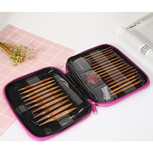 13 Sizes Bamboo Needles Changeable Aluminium Circular Knitting Needle Ring Set Crochet Hook Yarn Sweater Weaving Tools