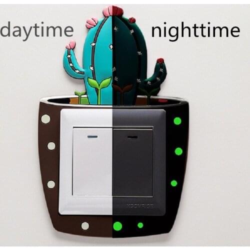 1pc cartoon luminous switch sticker wall DIY decoration fluorescent luminous home decoration switch protective cover