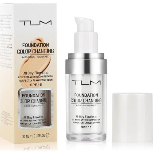 TLM 30ml Color Changing Liquid Foundation Make Up Base Face Cover Concealer Long-Lasting Nourishing Skin Care Foundation TSLM2