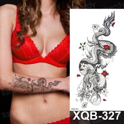 Temporary tattoo flower snake dragon anime sexy body art stickers black lion skull tattoo sleeve for women men boys sexy decal