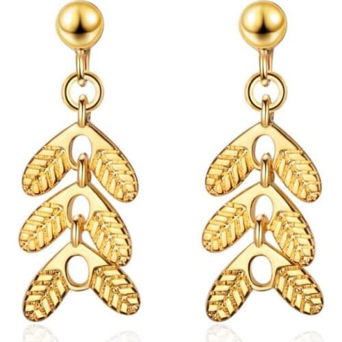 KOFSAC New Popular Silver 925 Stud Earrings For Women Jewelry Exquisite Golden Leaves Earring Female Valentines Day Accessories