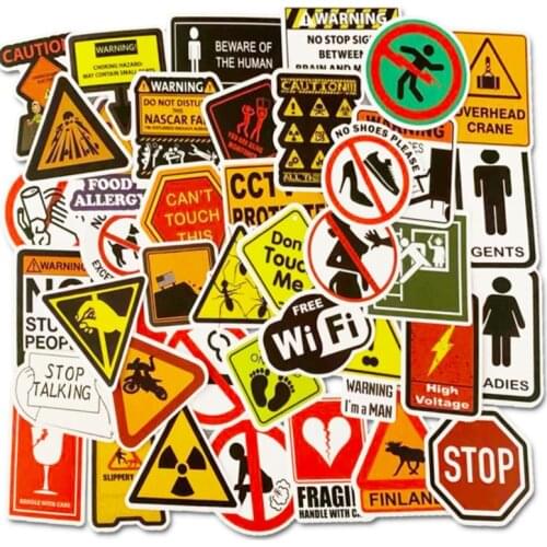 10/30/50PCS Warning Stickers Danger Banning Skateboard Fridge Guitar Laptop Motorcycle Travel Classic Toy Cool Decals Sticker