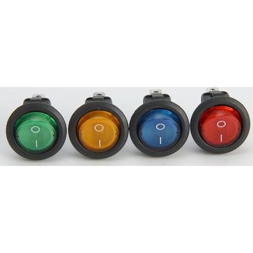 10Pcs 12V 3Pin Green Blue Yellow Red LED Rocker Switch SPST Dot Light Car Boat Auto ON/OFF