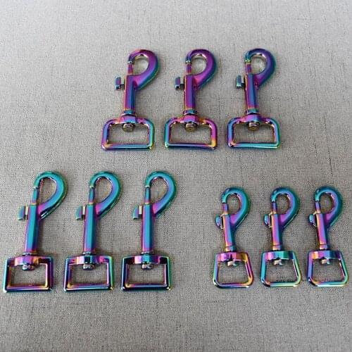 100 Pcs 15mm 20mm 25mm Webbing Straps Rainbow Metal Carabiners Buckle Clip Hook For Paracord Dog Rope Pet Leash Leads Clasps