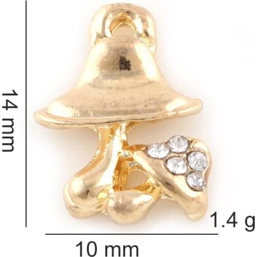 20PCS 2 Colors Crystal Mushroom Charm Pendants For DIY Handmade Necklace Dangle Accessories