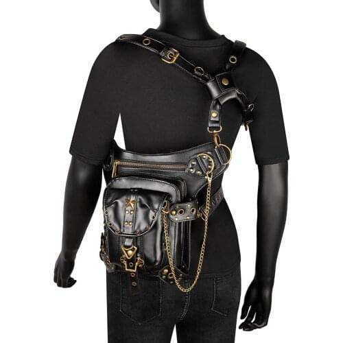 2021 Steam Punk Single Shoulder Bag New Womens Star Decoration Messenger Bag Waist Black Bag