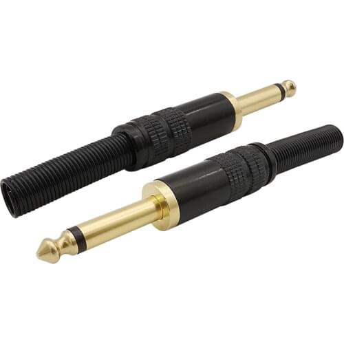 5Pcs 6.35mm 1/4 inch Mono Audio Connector 6.35 Mono Male Plug Microphone Plug Assembly Wire Connector Audio speaker with Spring