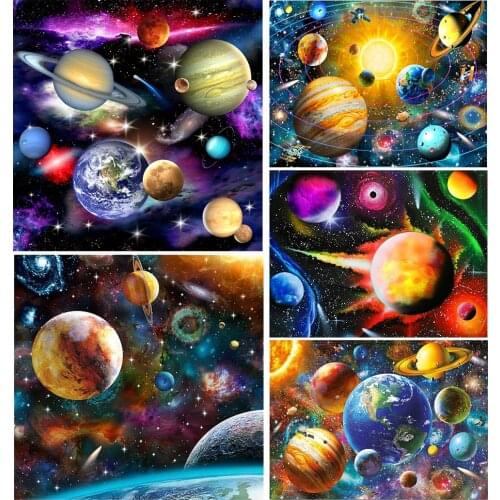 5D diamond painting universe planet full circle diamond embroidery starry sky landscape cross stitch kit new year gift home deco