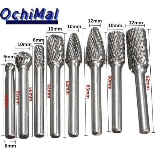 8pcs New CNC Tool Grinders Accessories Tungsten Carbide Cutter Rotary File Woodworking Milling Cutter Polishing Head 3*6mm