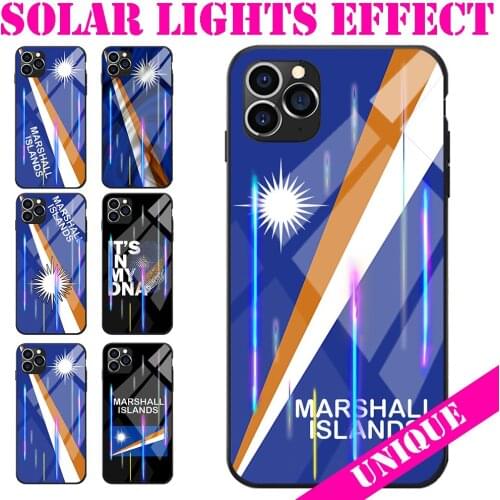 Polar Effect Tempered Glass TPU Phone Case For iPhone 6 7 8 S XR X Plus 11 Pro Max SE2 Marshall Islands Flag Coat Of Arms Theme