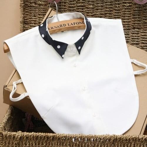 Bow-knot black white chiffon chiffon folding retro floral Hollow shirt Peter Pan fake Wave water jade point detachable collar