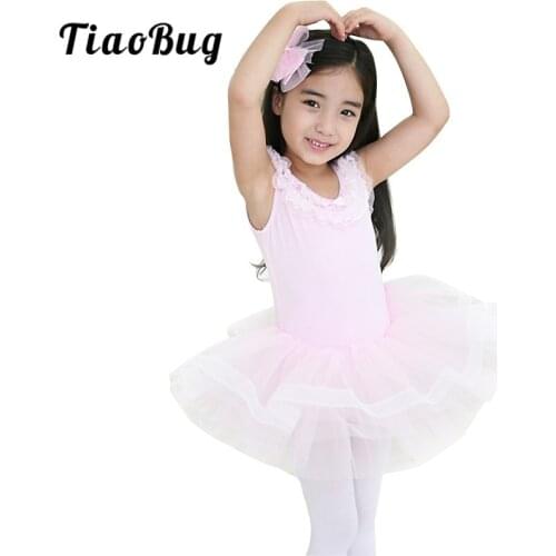 TiaoBug Girls Ruffle Tulle Professional Ballet Tutu Dress Child Stage Party Dance Costume Princess Ballet Leotard Kids Dancewear