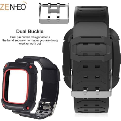 For Fitbit Versa 2in1 Casual Sport Men Replacement Watch Silicone Sport Strap with Frame for Fitbit Versa Lite Strap