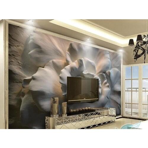 Photo 3d wallpaper customize Carved rose TV sofa background wallpaers for living room bedroom home decor wallpaper