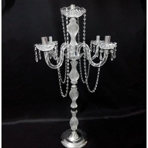 Hot Fast Shipping 90cm(H) wedding crystal table centerpiece Wedding 5 heads candle holder candelabra Wedding supply