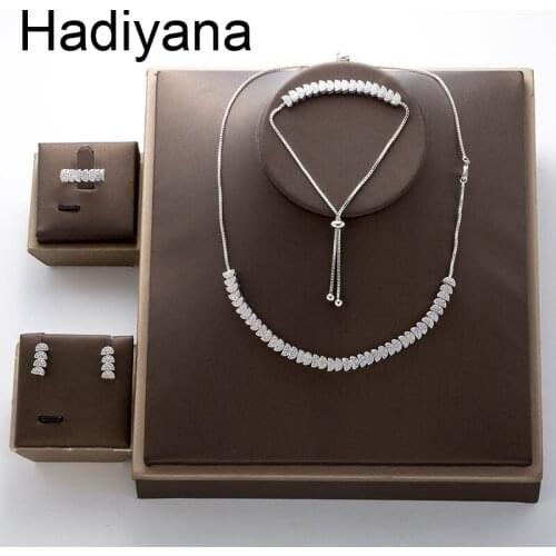 Hadiyana Hot African Female Bride Wedding Jewelry Set 2018 New Listing 4 Piece Set Engagement Cheap Jewelry Free Shipping TZ8103