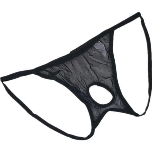 Hot Sexy Lingerie Mens Panties Sex Underwear G-string Man Thong Passion Men T-back Perspective Hole Underpant with Penis Holes