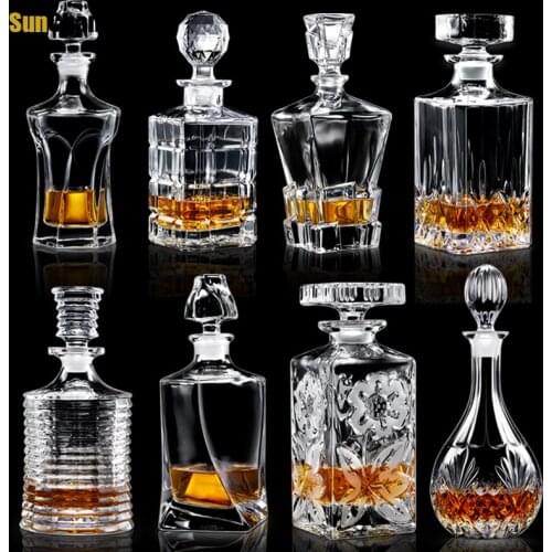 Crystal Glass Wine Red Bottle Glass Foreign Wine Bubble Wine Bottle Sealed Hip Flask with Lid Decanter Wine Set Beer Bottle