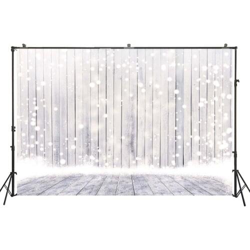 HUAYI Photography Backdrop Christmas Snowy White Wood Baby Child Birthday Customize Photo Background Studio Portraits Photocalls