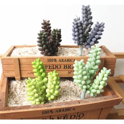 3Heads Simulation Wheat Green Purple Artificial Succulents Plants Home Garden Decoration Large Plastic Fake Plants Height=14cm