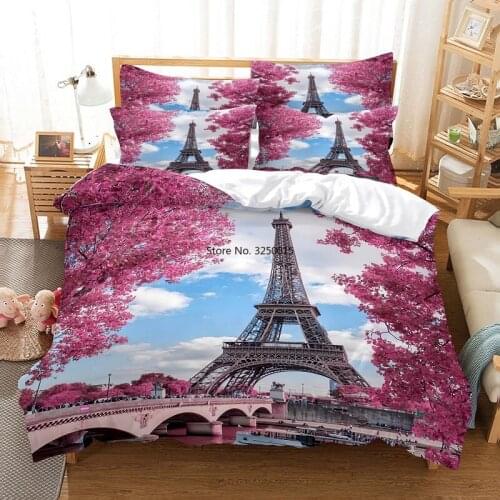 The Maple Leaf Eiffel Tower In Paris Bedding Set Duvet Cover Set 3d Bedding Digital Printing Bed Linen Queen Size Bedding Set