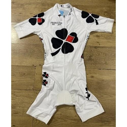 LASER CUT Skinsuit 2021 FDJ TEAM NWHITE Bodysuit SHORT Cycling Jersey Bike Bicycle Clothing Maillot Ropa Ciclismo