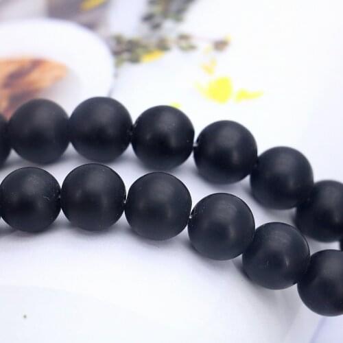 12mm Black Scrub Onyx Round Loose Beads 15inch DIY Wholesale Suitable for Women girl Handmade Jewelry Making Design Gifts