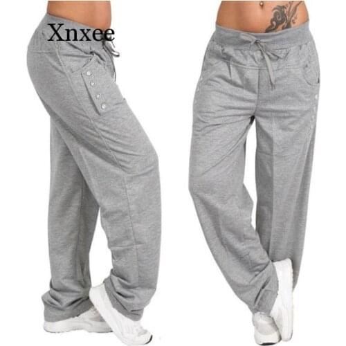 Summer Womens Sports Pants Solid Color Black Gray Casual Fashion Trousers